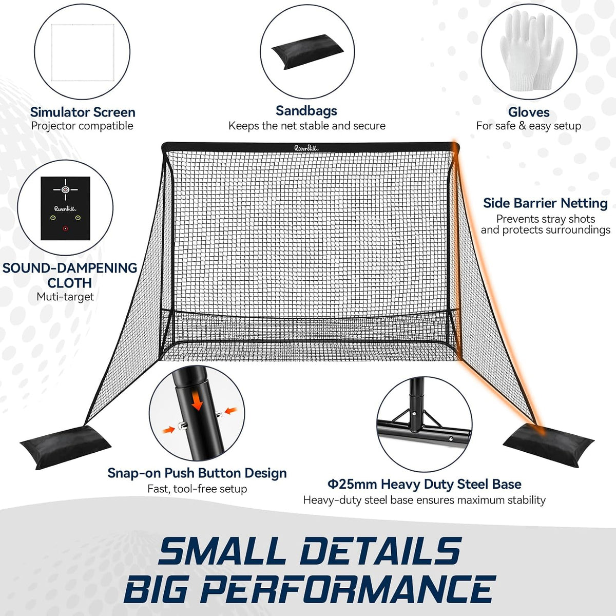 Golf Simulator Enclosure, Hitting Net with Impact Screen for Home Practice