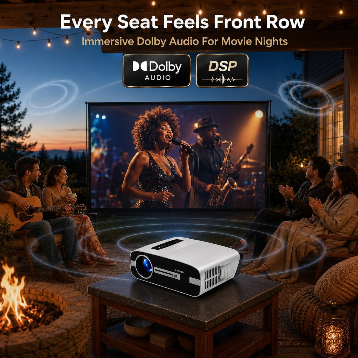 Smart Google TV 4K Projector Home Daylight 2200 ANSI Lumen Wifi Bluetooth | Auto Focus, Dolby Audio, HDMI Arc Nfc/Airplay Wireless Cast for Iphone, Video Projectors Outdoor Indoor