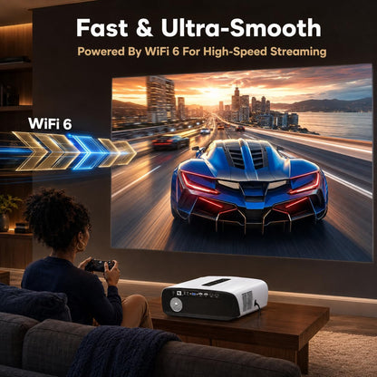 Smart Google TV 4K Projector Home Daylight 2200 ANSI Lumen Wifi Bluetooth | Auto Focus, Dolby Audio, HDMI Arc Nfc/Airplay Wireless Cast for Iphone, Video Projectors Outdoor Indoor