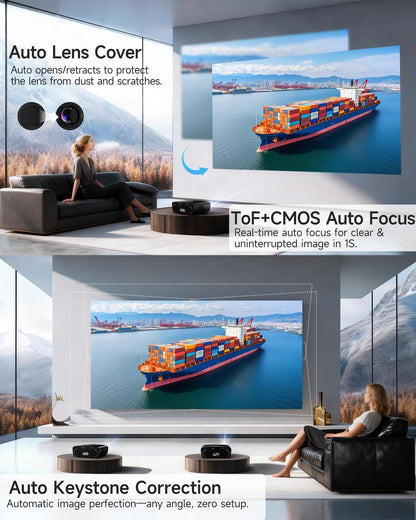 4K HDR Projector 2500ANSI with Google TV & Wireless Mics for Karaoke
