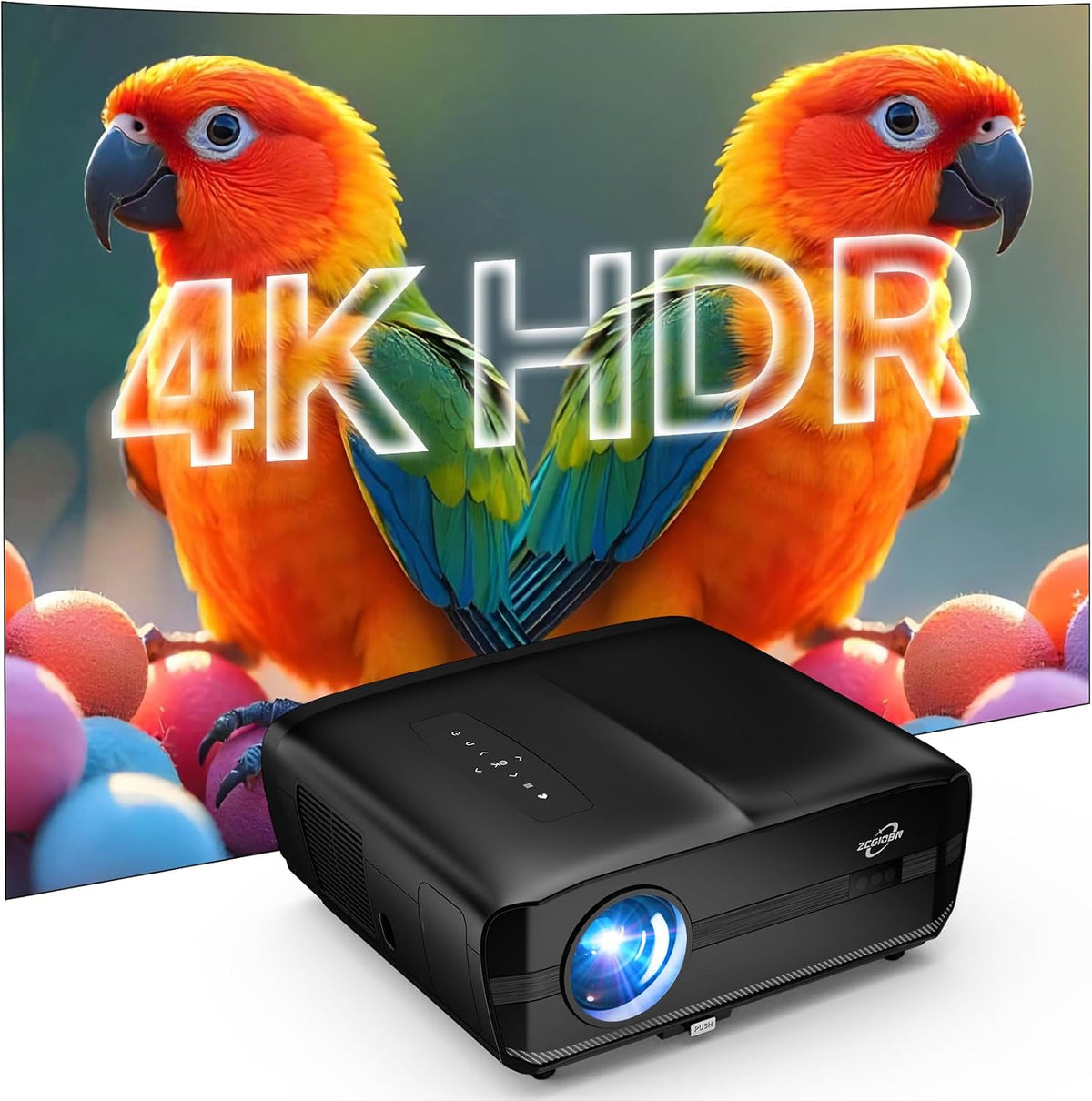 4K HDR Projector 2500ANSI with Google TV & Wireless Mics for Karaoke