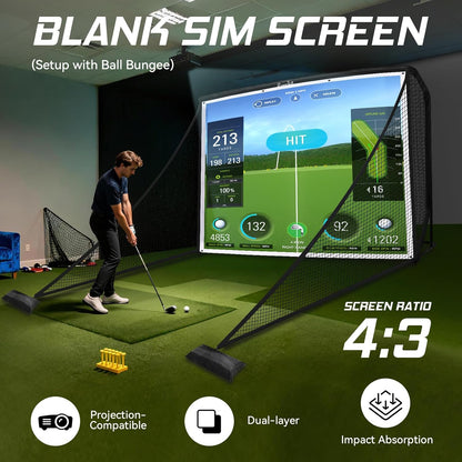 Golf Simulator Enclosure, Hitting Net with Impact Screen for Home Practice