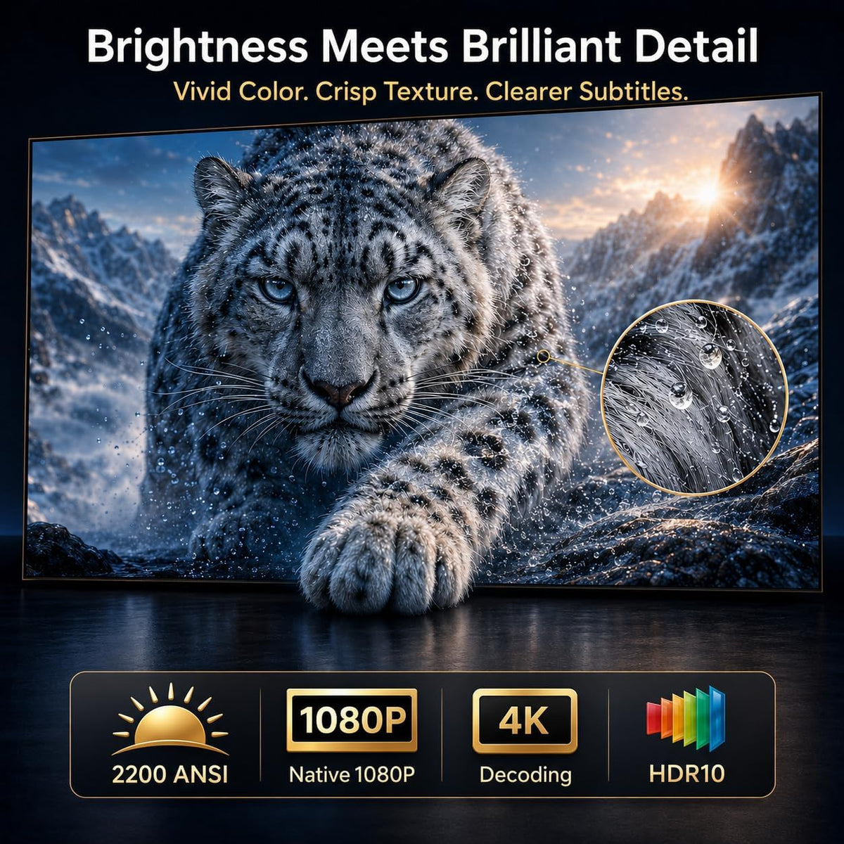 Smart Google TV 4K Projector Home Daylight 2200 ANSI Lumen Wifi Bluetooth | Auto Focus, Dolby Audio, HDMI Arc Nfc/Airplay Wireless Cast for Iphone, Video Projectors Outdoor Indoor