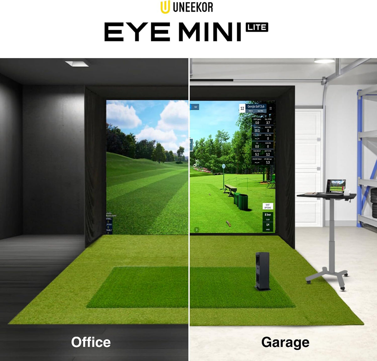 Eye MINI LITE Indoor Golf Launch Monitor & Simulator 19 Precision Metrics, Near-Zero Latency, Works with Gspro, TGC19, E6, AI Trainer Compatible, Easy Setup, Pc/Laptop Required