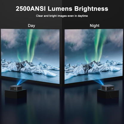 2500 ANSI Lumens Outdoor Projector with Built-In Streaming Apps, 4K Decoding Resolution, Dolby Audio, Wifi 6 and Bluetooth 5.2 for Indoor and Outdoor Home Theater