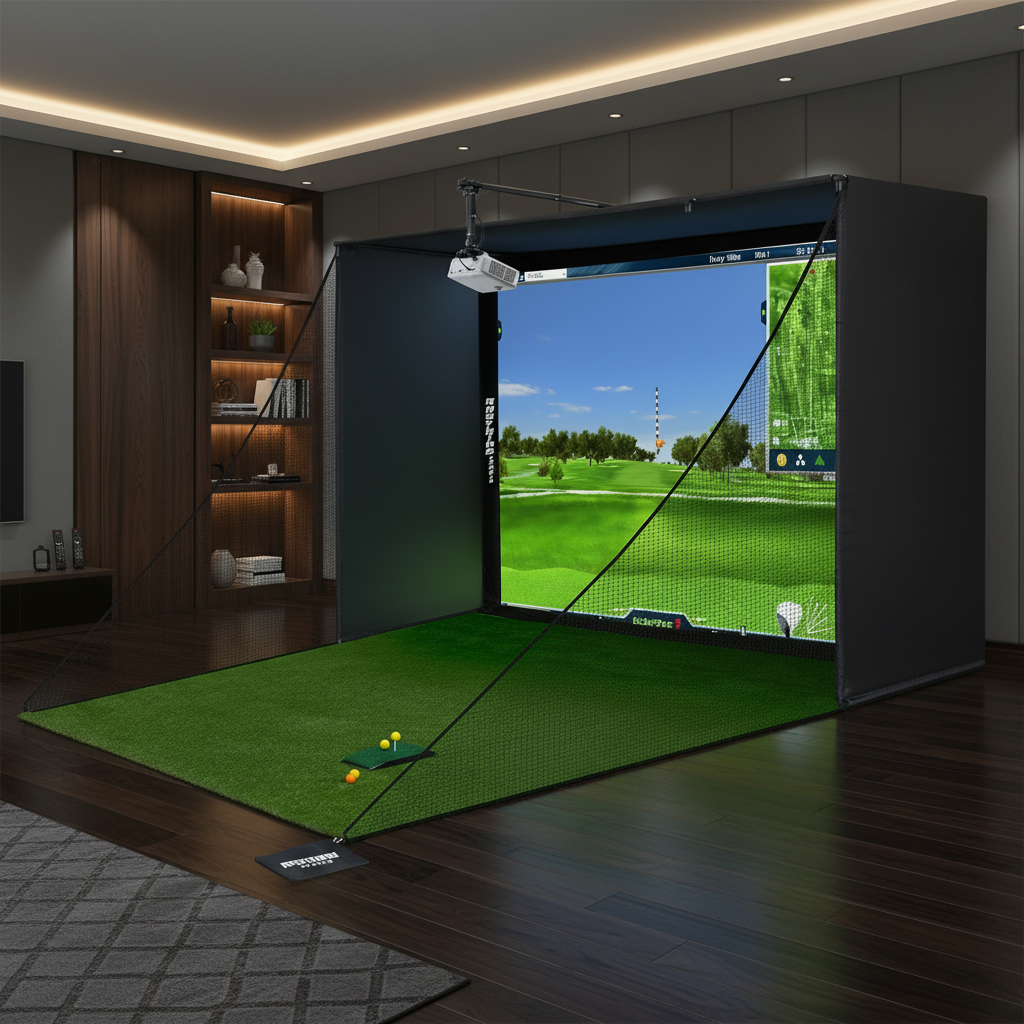 Complete Golf Simulator Enclosure Package – 4K-Ready Impact Screen with Blackout Cage, Projector Mount, Frame Poles, Side Shank Nets | Indoor & Garage Practice | Easy Setup | 12-Month Warranty — product view 2