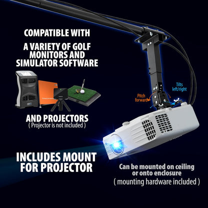 Complete Golf Simulator Enclosure Package – 4K-Ready Impact Screen with Blackout Cage, Projector Mount, Frame Poles, Side Shank Nets | Indoor & Garage Practice | Easy Setup | 12-Month Warranty — product view 4