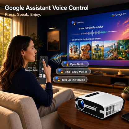 Smart Google TV 4K Projector Home Daylight 2200 ANSI Lumen Wifi Bluetooth | Auto Focus, Dolby Audio, HDMI Arc Nfc/Airplay Wireless Cast for Iphone, Video Projectors Outdoor Indoor