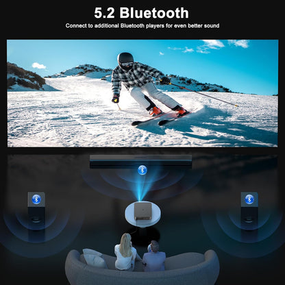 2500 ANSI Lumens Outdoor Projector with Built-In Streaming Apps, 4K Decoding Resolution, Dolby Audio, Wifi 6 and Bluetooth 5.2 for Indoor and Outdoor Home Theater