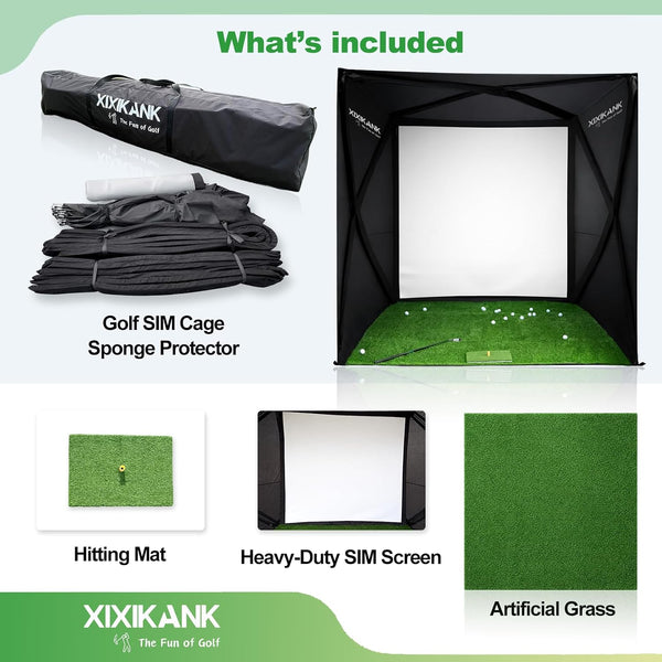 8 x 8 Ft Golf Simulator Enclosure with Turf & Screen