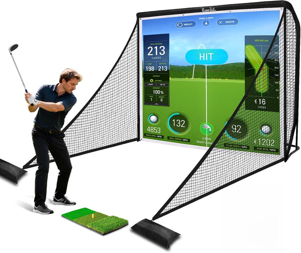 Golf Simulator Enclosure, Hitting Net with Impact Screen for Home Practice