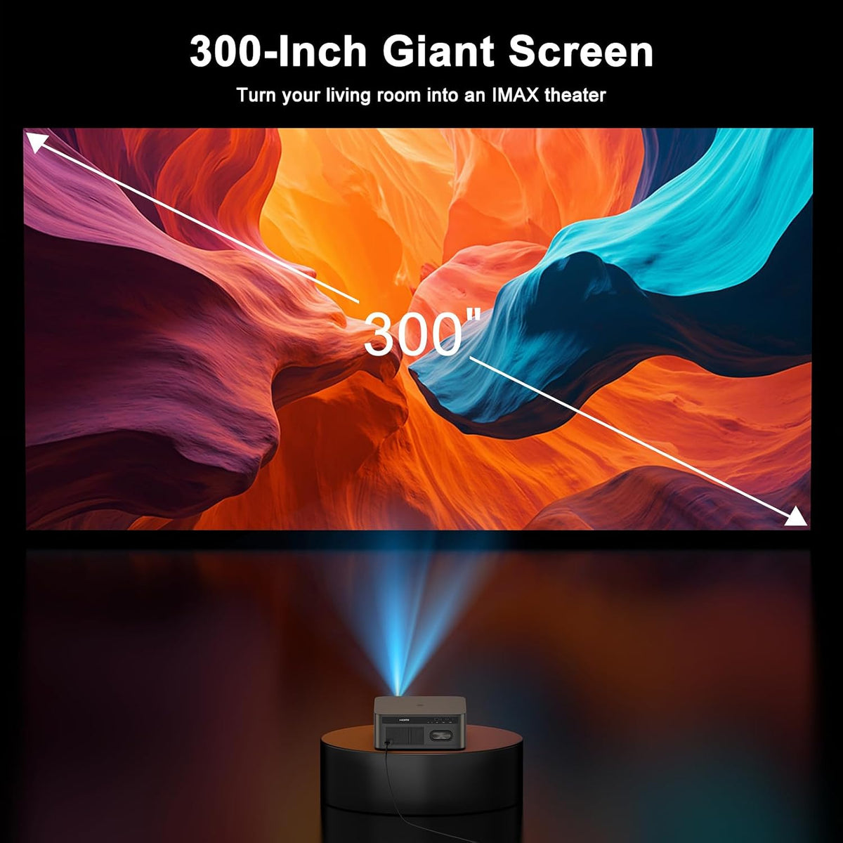 2500 ANSI Lumens Outdoor Projector with Built-In Streaming Apps, 4K Decoding Resolution, Dolby Audio, Wifi 6 and Bluetooth 5.2 for Indoor and Outdoor Home Theater